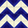 Tierra y Fuego Handmade Ceramic Tile, 4.25x4.25" B&W Harlequin, Box of 45