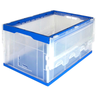Mount-It! Collapsible Storage Crate, Plastic Container With Lid, 65L Capacity