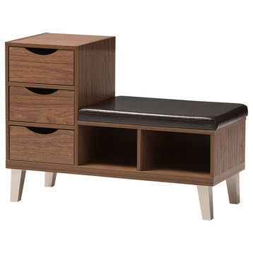Arielle Padded Leatherette 3-Drawer Seating Bench With Shoe Storage