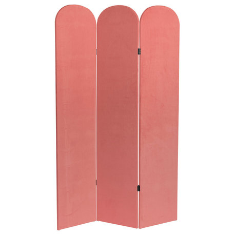 6 ft. Classic Arch Velvet Room Divider Rose 3 Panel