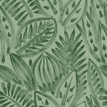 Canvas Palm Peel and Stick Wallpaper, Green, 28 Sqft