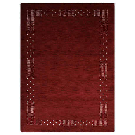 HAND KNOTTED LOOM WOOL ECO-FRIENDLY AREA RUGS,Rectangle, Red,Contemporary Design