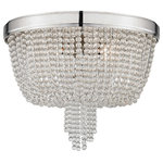 Hudson Valley - Hudson Valley Royalton Four Light Flush Mount 9008-PN - Four Light Flush Mount from Royalton collection in Polished Nickel finish. Number of Bulbs 4. Max Wattage 40.00. No bulbs included. Bring back the elegance and the glamour of a Jazz Age ballroom with this opulent chandelier. Strings of crystal beads like pearl necklaces cascade all around the light source. Generous amounts of crystal pour down in waterfall-like profusion. With streamlined simplicity and classic elegance, Royalton adds a dash of panache to your space. No UL Availability at this time.