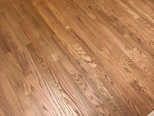 How to tone down orange tones on red oak floor using stain