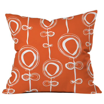 Contemporary Orange Outdoor Throw Pillow, 16"x16"