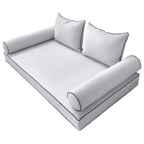 S4 Full Size 5PC ContrastPipe Daybed Mattress Cushion Bolster Complete Set AD105