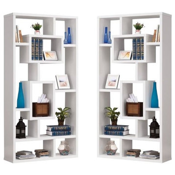 Coaster Modern Bookcase in White (Set of 2)