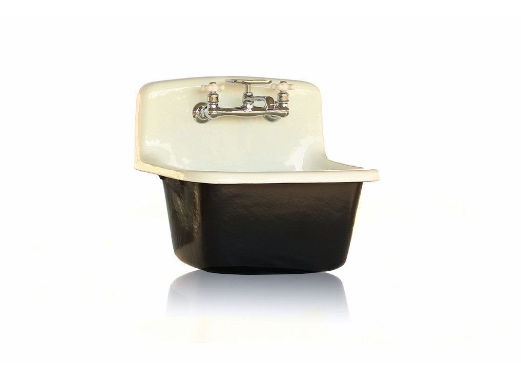Deep Utility Sink Antique Style Cast Iron Porcelain Farm Sink Set, Black
