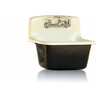 Deep Utility Sink Antique Style Cast Iron Porcelain Farm Sink Set, Black