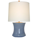 Visual Comfort & Co. - Marella Accent Lamp in Polar Blue Crackle with Linen Shade - Inspired by bamboo, the stylized Marella by AERIN adds an organic touch to contemporary interiors. Its ample linen shade diffuses light that's ideal for a living room, bedroom or study.