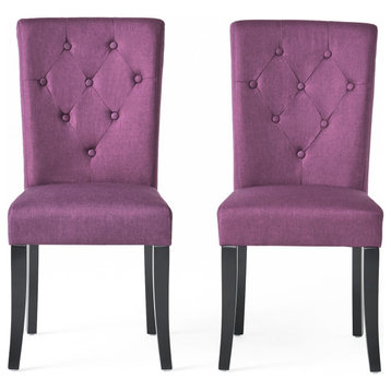 GDF Studio Nasima Fabric Dining Chair, Set of 2, Deep Purple