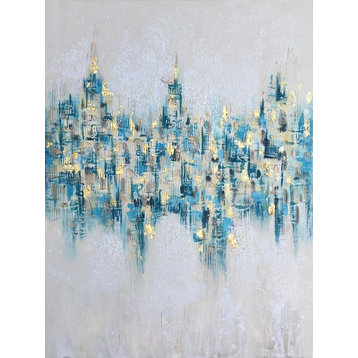 Abstract Art "Castle in the Sky" hand-painted Oil Painting on Wrapped Canvas