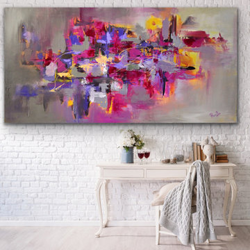 72"x48" Topaz pink purple gray abstract Art Large Modern Painting MADE TO ORDER