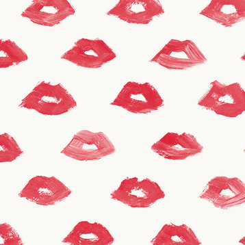 Painted Lips Peel and Stick Wallpaper, 28 SQ.FT., Red