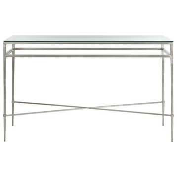 Micah Antique Silver Glass Console Table