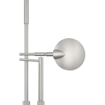 Dessau Turbo Double Swing-Arm LED Floor Lamp, Satin Nickel