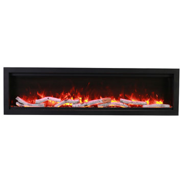 Amantii Symmetry 88" Smart Linear Electric Fireplace Built-in w/ Log and Glass