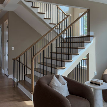Project #153 | Sophisticated Red Oak Stair with Metal Balusters
