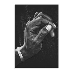 Hand Picture 'Patient Husband', Black & White Hand Art on Acrylic