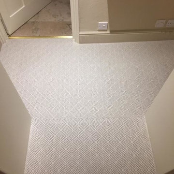 Grey Herringbone Carpet Installation to Stairs and Areas