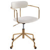 Demi Office Chair, Gold Metal, Cream Velvet