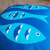 Blue Fish Organic Cotton Coastal Throw Pillow Cover, Sapphire Blue
