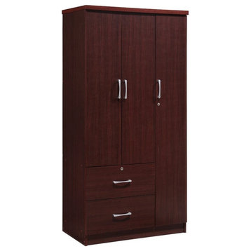 Pemberly Row 3 Door Armoire with 2 Drawer in Mahogany