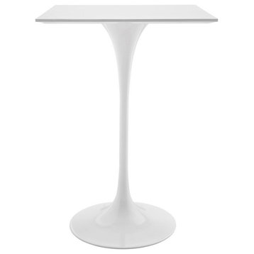 Modway Furniture Lippa 28" Square Wood Top Bar Table, White