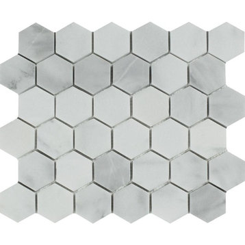 Bianco Mare Marble Hexagon Mosaic, 2 X 2 Polished