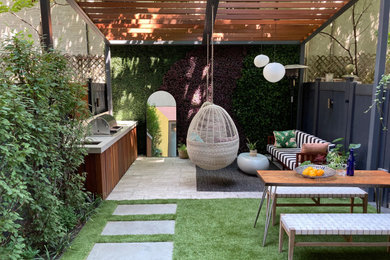 Design ideas for a small backyard landscaping in New York.