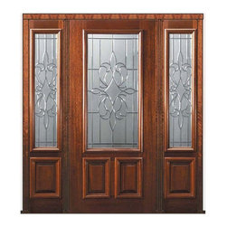 Prehung Side lights Door 80 Wood Mahogany New Orleans 2/3 Lite Glass - Front Doors