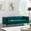 Clodine Mid-Century Tufted Tight Back Velvet Upholstered Sofa in Turquoise
