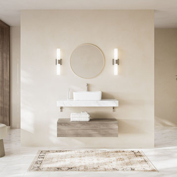 Helix Bathroom Vanity, Natural, 40", Single Sink, Wall Mount