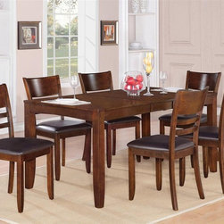 Lynfield dining table + 6 faux leather chairs in espresso finish SKU# LY7-ESP-LC - Dining Sets