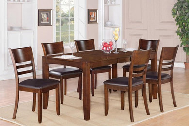 Lynfield dining table + 6 faux leather chairs in espresso finish SKU# LY7-ESP-LC