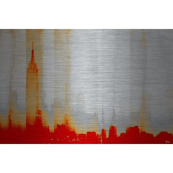 "Red New York" Print on Brushed Aluminum, 45"x30"
