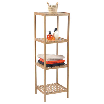 Bath Multi-Use Shelving Unit Tower 4 Shelves Ecobio- Bamboo