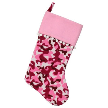 15.75" Camouflage Christmas Stocking With Cuff and Poufs
