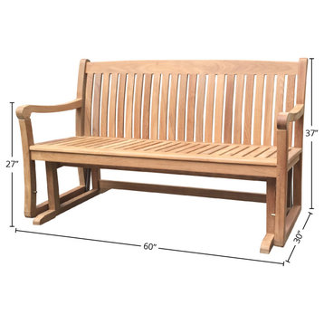 Classic Gliding Teak Outdoor Bench, Natural, 5'