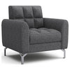 Furniture of America Hart Contemporary Chenille Tufted Chair in Dark Gray