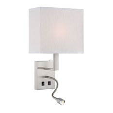 Wall Lamp W Reading Lamp, Ps Fabric Shd, E27 A 60W and LED 1W