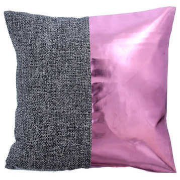 Pink Decorative Pillow Covers 18"x18" Faux Leather, Glow In The Dark