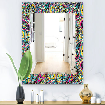 Designart Paisley 11 Bohemian And Eclectic Frameless Wall Mirror, 28x40
