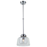 Artcraft Lighting - Single Clear Seeded Glass Pendant, Chrome AC10050CH - Single pendant with a clear outer glass and seeded inner glass on a chrome holder.
