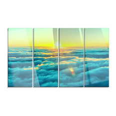 "Beautiful Sunset Over Blue Clouds" Metal Art, 4 Panels, 48"x28"
