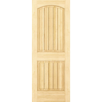 Two Panel Rebated Arch-Top V-Groove Door, Unfinished, 32"x80"x1.375"