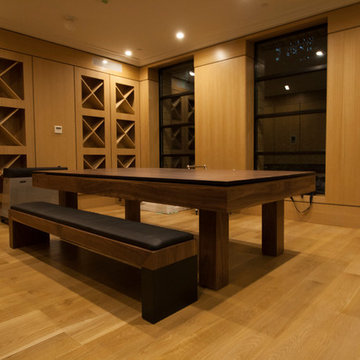 Walnut pool table with a ping pong and dining coversion top