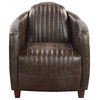 Brancaster Top Grain Leather Upholstered Chair, Antique Slate
