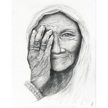 Old Woman Portrait Pencil Drawing