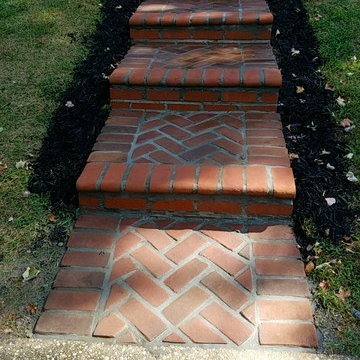 Herringbone Pavers Walkway in Silver Spring MD With Bull Nose Paver Steps
